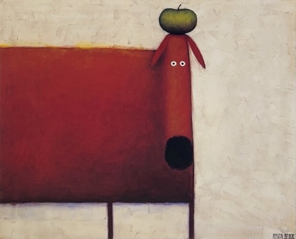 Red Dog with Apple by Daniel Patrick Kessler