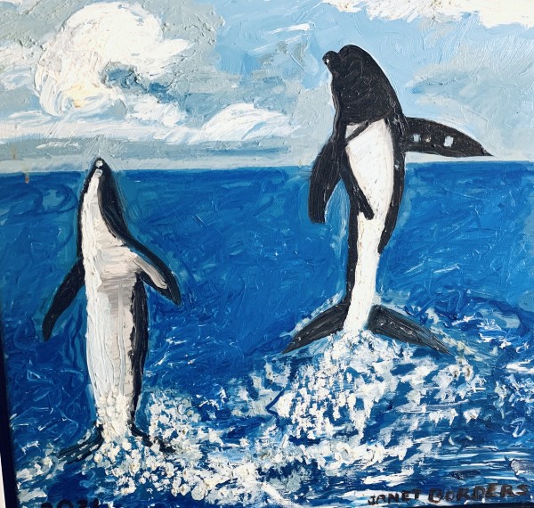 Two Dancing Dolphins by Janet Borders