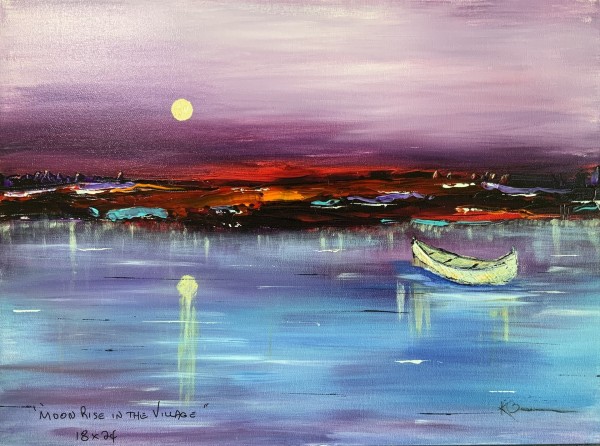 Moon Rise in the Village by Kip Bedell