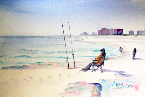 Beach Chair Fishing by Theresia McInnis