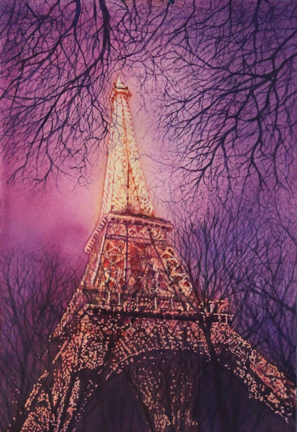 Eiffel Evening Prints by Theresia McInnis