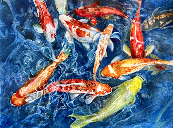 Koi Feeding Frenzy by Theresia McInnis