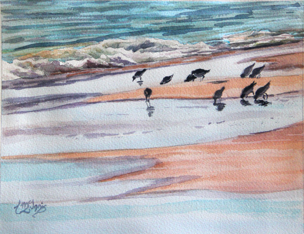 Beach Pipers in the Surf