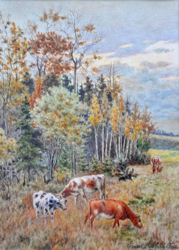 Untitled (Pastoral Scene, Grazing Cattle) by Ernest Sawford-Dye
