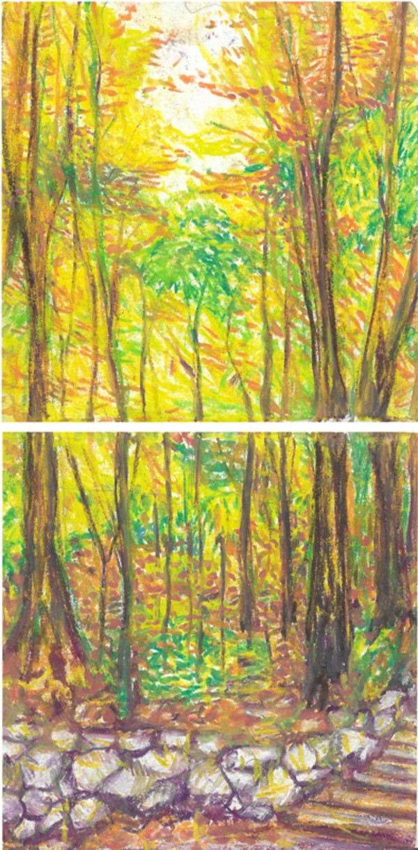 Fig. 4  Watercolor on Paper, 5" x 11" by Michelle Hinebrook, Image 1.