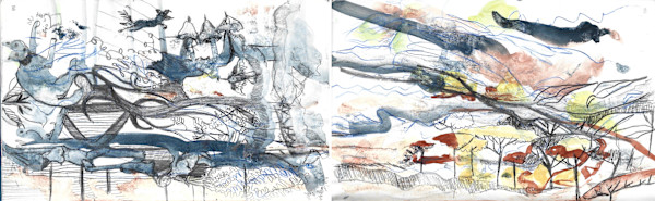 Sketchbook Dark Sky, wind and leaves in the fall by Michelle Hinebrook, Image 7.