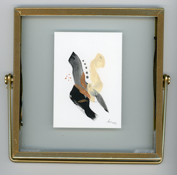 Black Abstract with gold frame 5 by Alisha Morgan Art