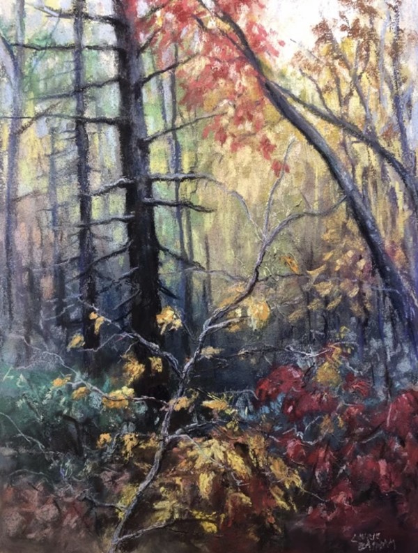 Branches in Red and Gold     14x18 by Laurie Basham