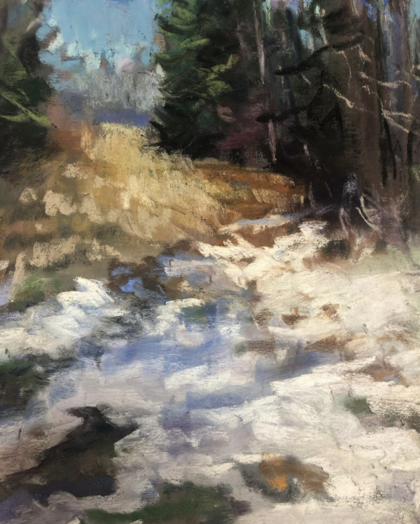 Thaw on the Hill 6x8 by Laurie Basham