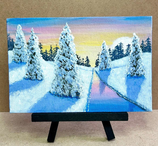 Pink Snowy Landscape by Jessica Keller