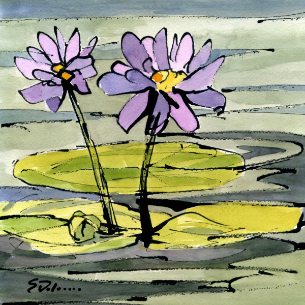 Lotus Pair in Violet by Sue Dolamore