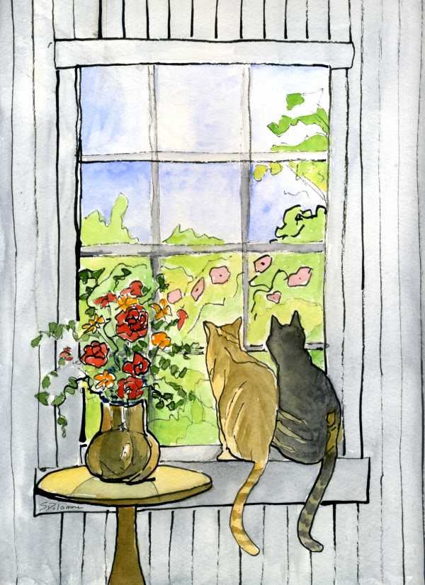 Cats on the Windowsill by Sue Dolamore