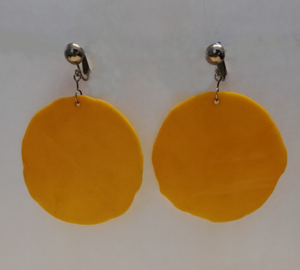 LG Yellow slice  disc earrings, silver clip finding