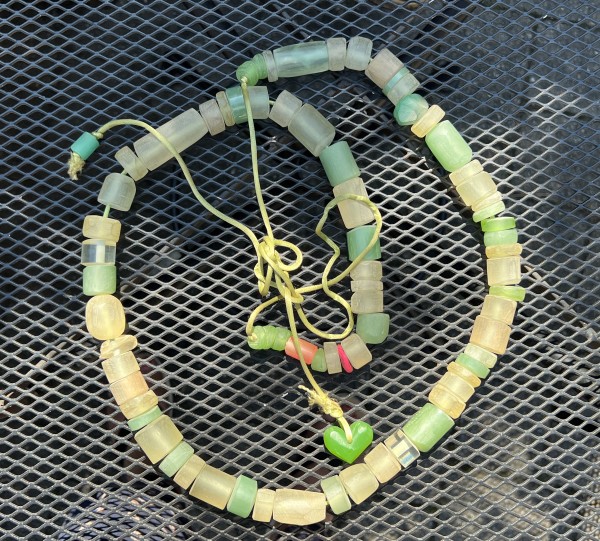 Green Polyester Resin Meditation Bead Necklace by cara croninger works