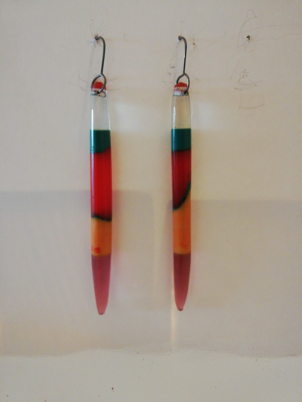Clear, green, red, black, orange, wine Quill earrings with sterling silver fish hook