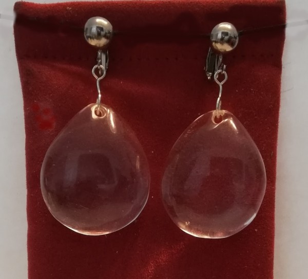 Lucite Large Bauble Earrings Sterling Post