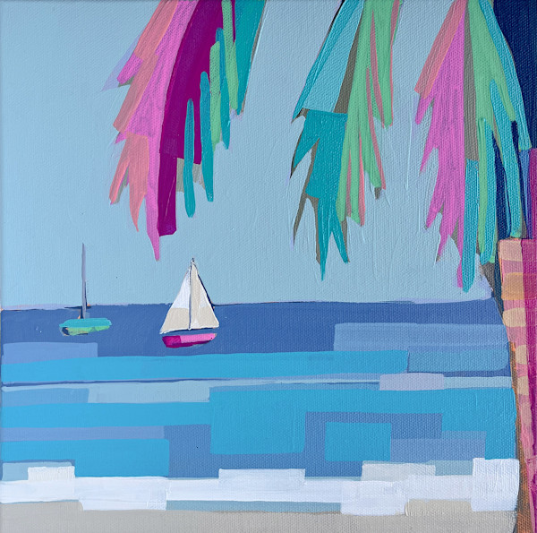 Sailboat and Palms by Alma Ramirez