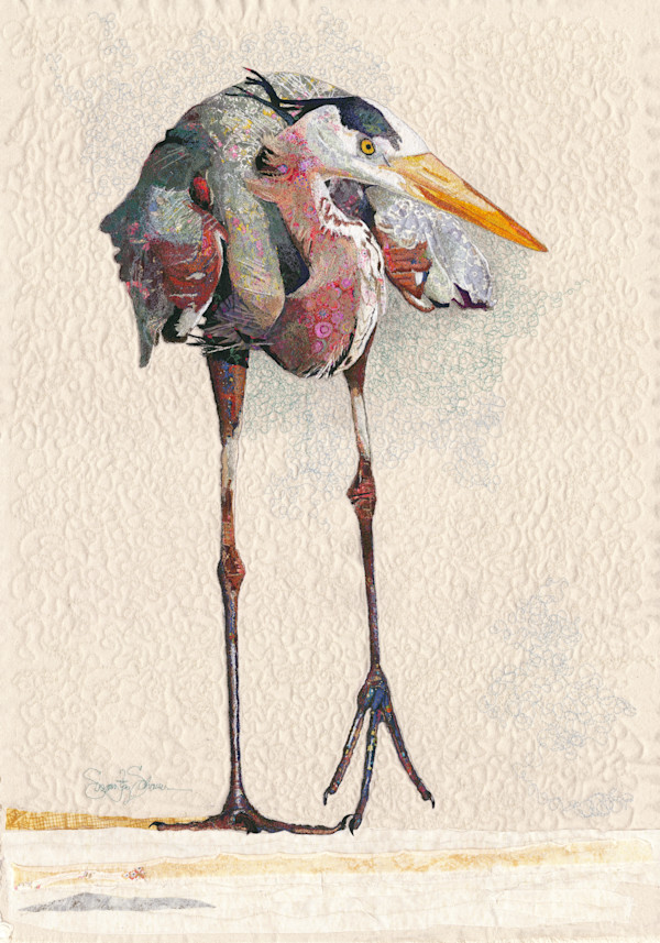 "Daddy Long Legs" - Great Blue Heron by Susan Fay Schauer Fiber Artist