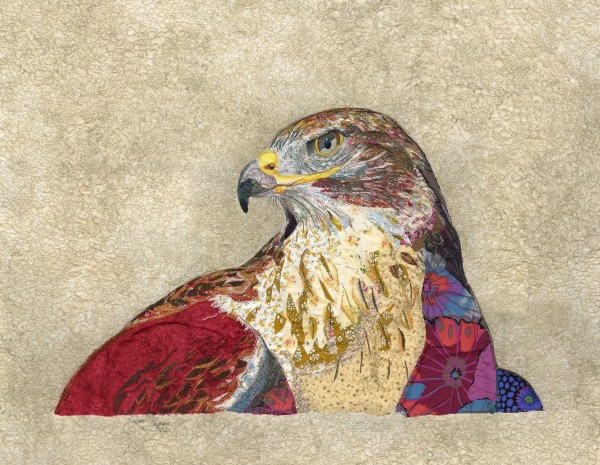 Hawkeye.  Ferruginous Hawk (Buteo regalis) by Susan Fay Schauer Fiber Artist