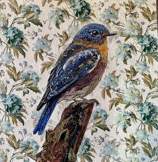 Floral Blues - Eastern Bluebird by Susan Fay Schauer