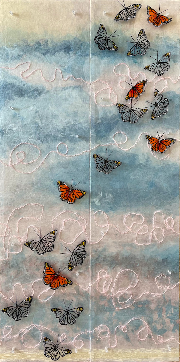 Pink Floss (diptych) by Kathleen Kane-Murrell