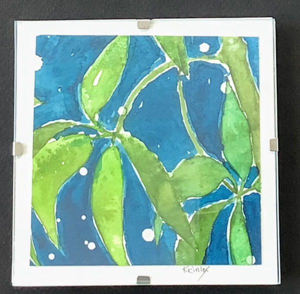 Between the Dot...4x4" framed ...'Snippet' of original watercolor