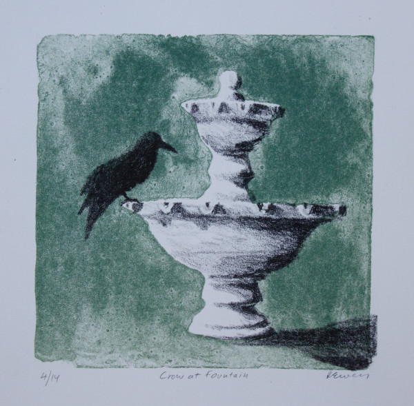 Crow at Fountain by Roger Ewers