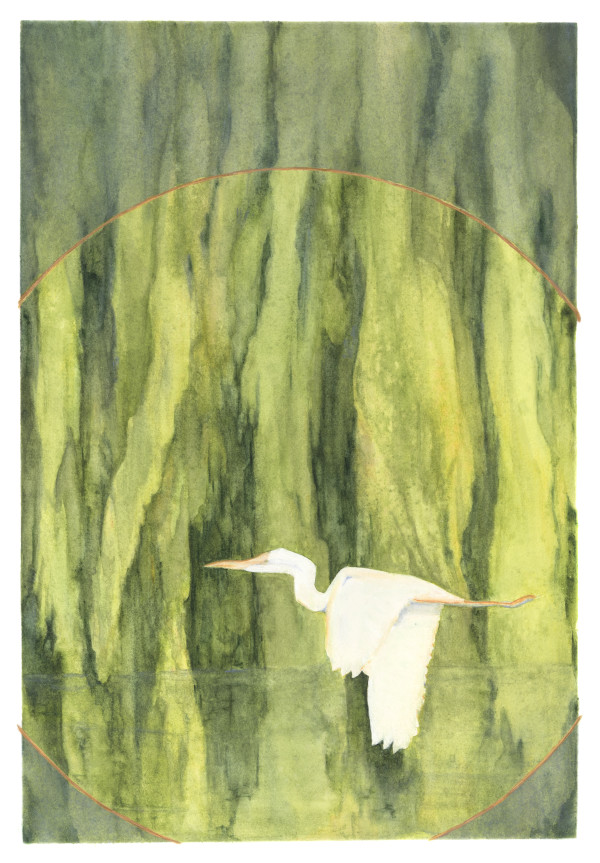 White Heron & Willows by Tia Sunshine Art
