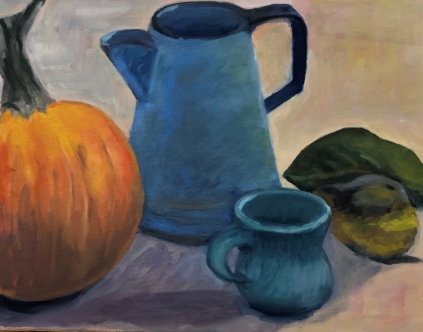 Still Life with Pumpkin and Leaf by Lisa N. Peters