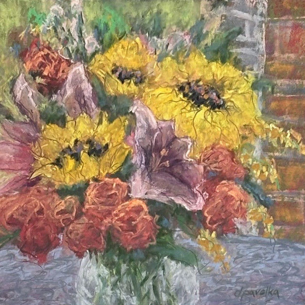 Bouquet on the Patio Table by Diane Pavelka