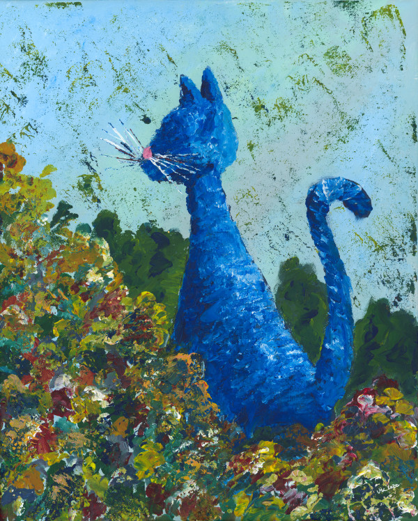 Blue Cat in the Bushes