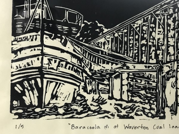 Baracoola at Waverton Coal Loader linocut