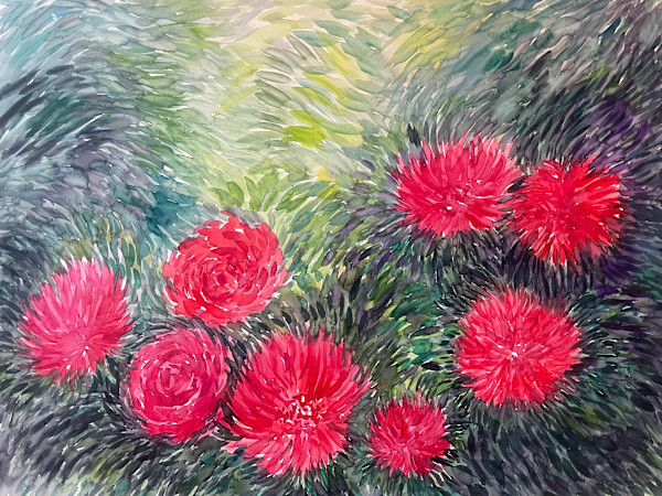 Dance of The Dahlia’s -Study painting. by Christopher Roch