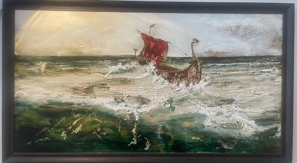 Viking Ship at Sea set apon by Maenads by Garth Steeper