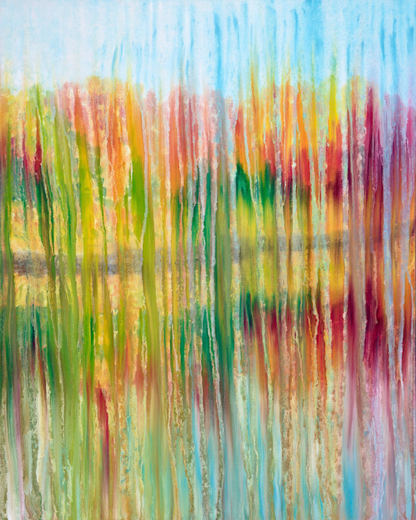 Fall Foliage Rainy Pond Reflections by Rachel Brask