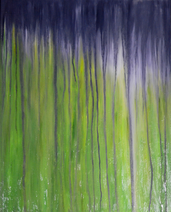 Green Grassy Hill in Rain by Rachel Brask
