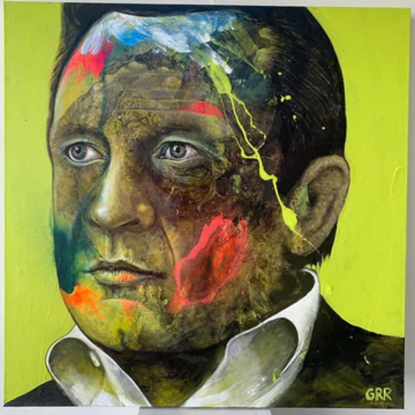 Bright colors on my back (portrait of Johnny Cash) by Glen Ronald