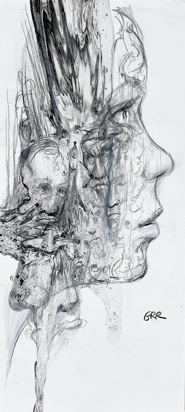 Ink and pencil drawing by Glen Ronald