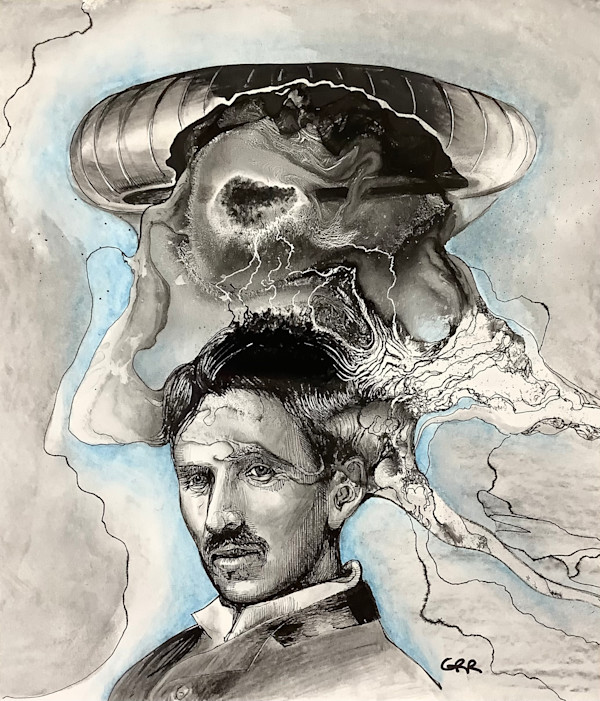Portrait of Nicholas Tesla by Glen Ronald