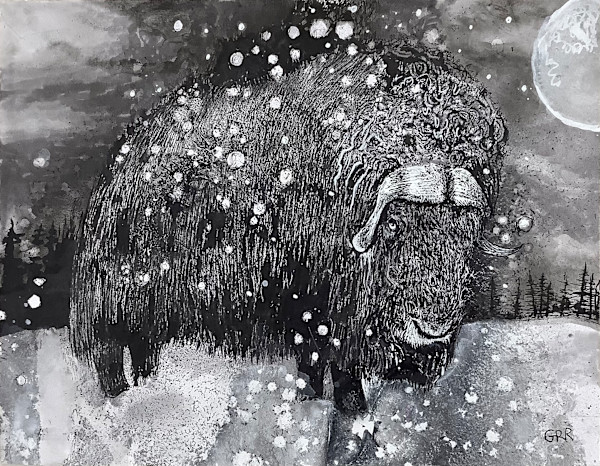 Ink drawing by Glen Ronald