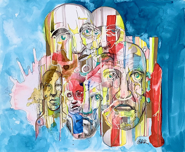 Colourful ink drawing by Glen Ronald
