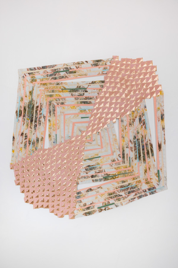Pieced Landscape  64 (Coral Log Cabin) by Regina Durante Jestrow, Image 2.