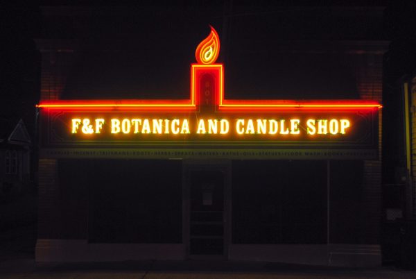 F & F Botanica and Candle Shop Sign by Candy Chang