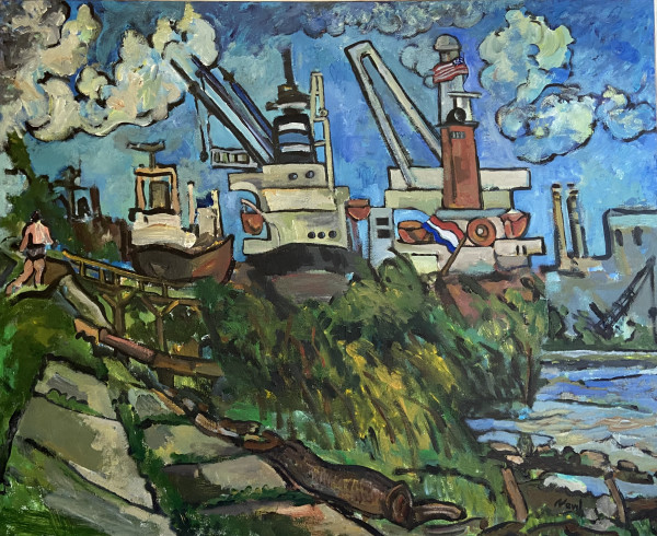 Boats at Lower Coast by Larry Daniel Nevil