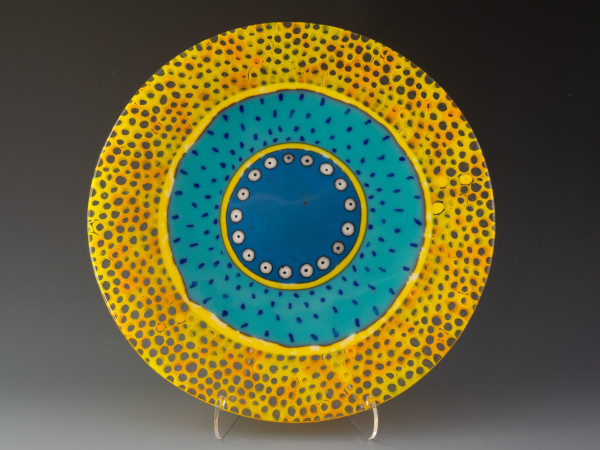 Turquoise Sunflower Platter by Karen Wallace