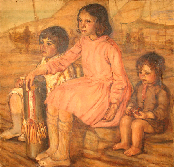 Tres nens asseguts