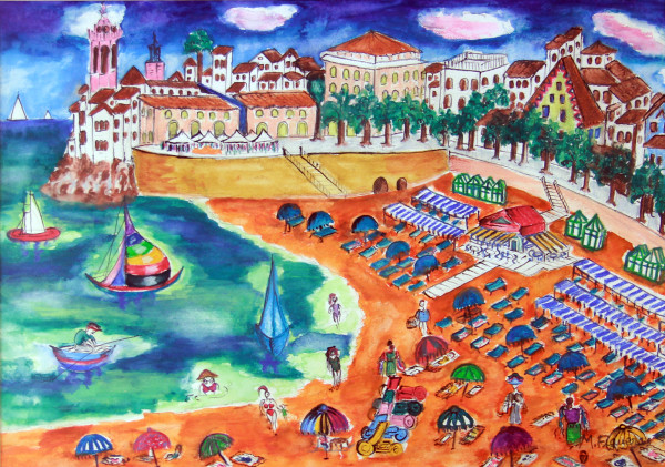 Toldos y hamacas en la playa San Sebastian by Montserrat Figueras Pamies