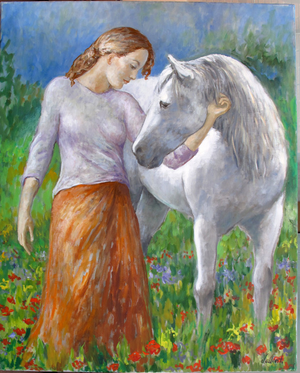 Noia amb cavall by Lluïsa Sallent