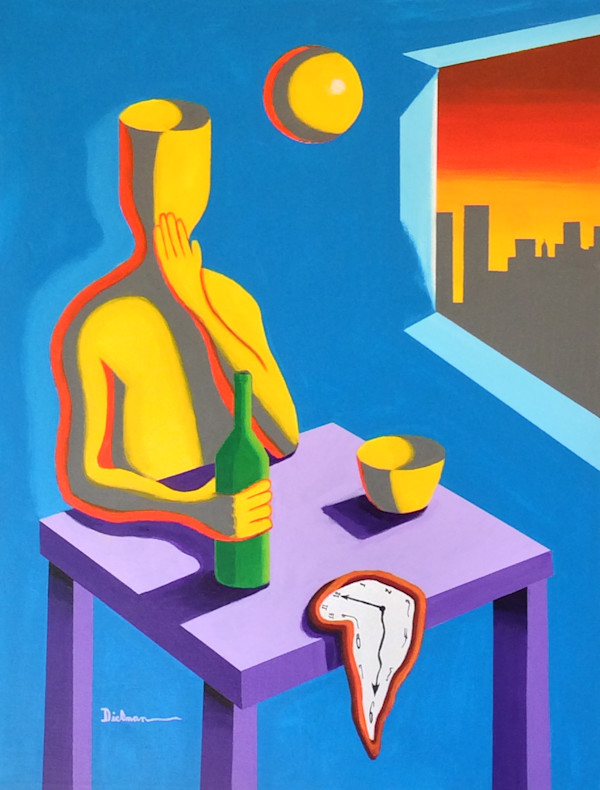 A BOTTLE IN FRONT OF ME OR A FRONTAL LOBOTOMY? (giclee) by Curtis Dickman