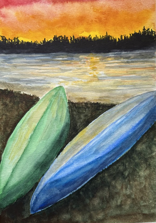 Kayaks and Sunset by Katy Heyning